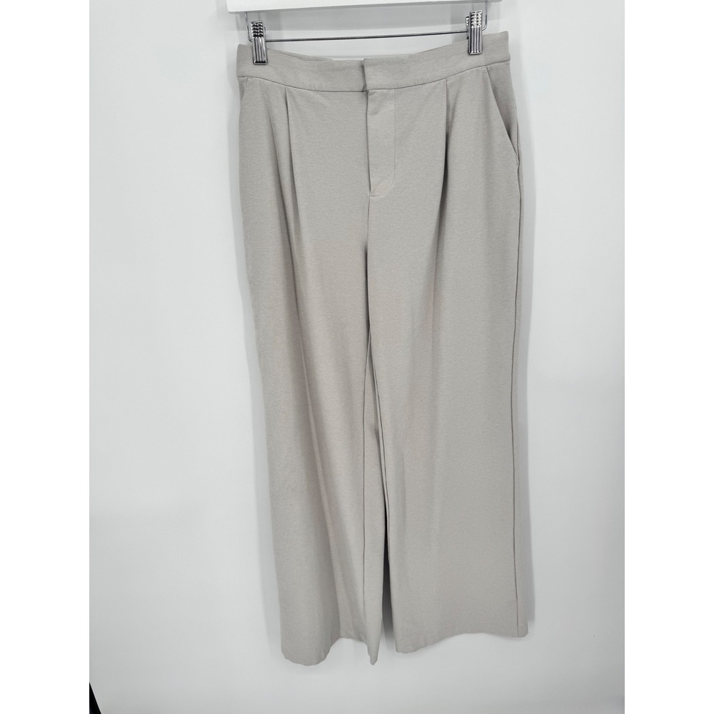 Vuori Elevation Trouser Women M Bone Heather Pleated Wide Leg High Rise VW4089